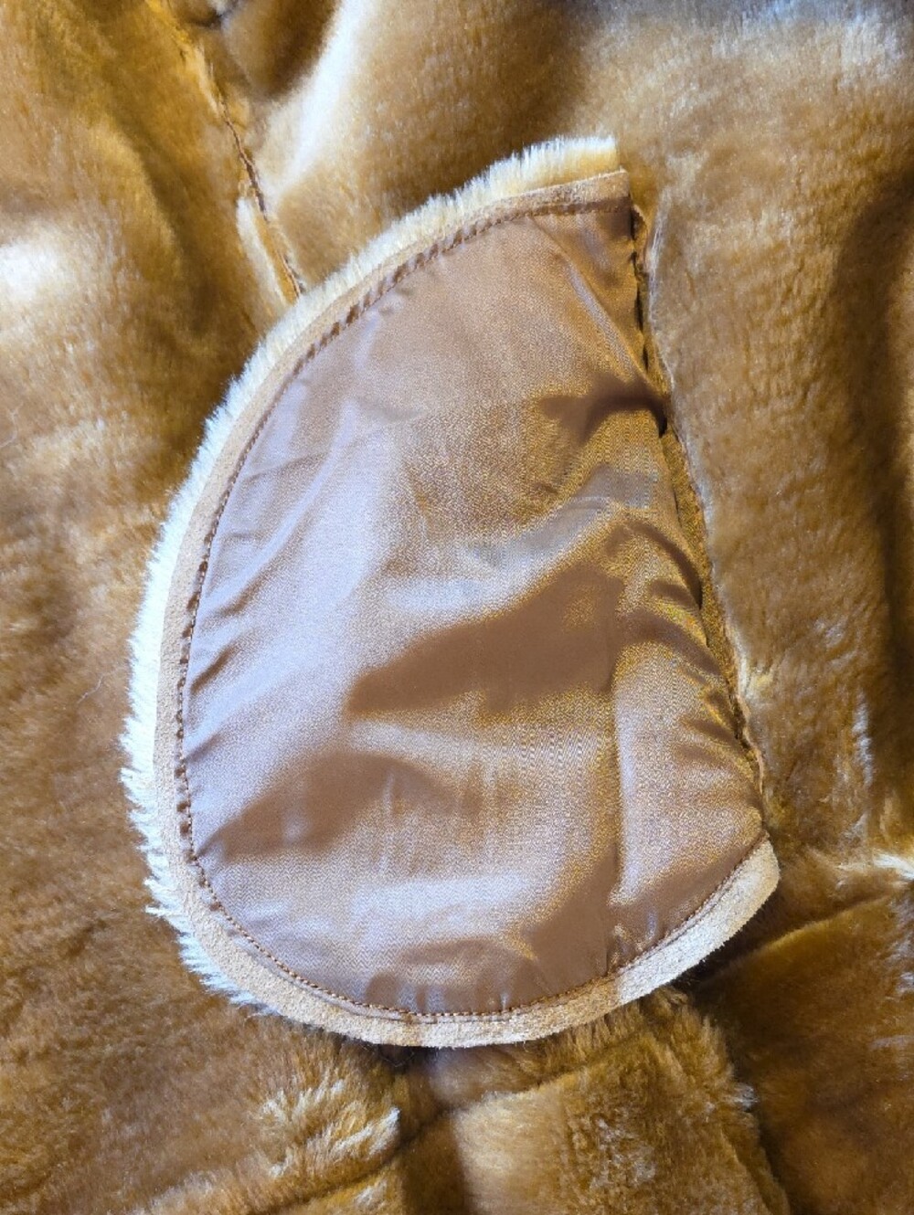 Vintage Brandon Thomas Long Camel Shearling Leather Coat with Faux-Fur Trim - Picture 6 of 6